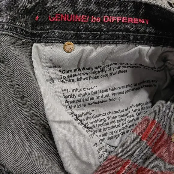 Anom Denim Hate Me Slim Fit Jeans Mens 32 Gray Wash Distressed Button Fly Street - Picture 8 of 10